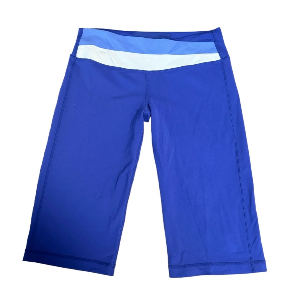Lululemon Blue White Astro Crop Capri Leggings Size 8